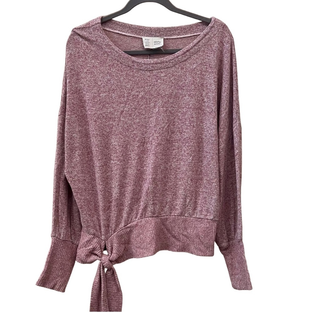 Saturday Sunday Anthropologie Payton Brushed Fleece Pink Side Tie Sweater size S